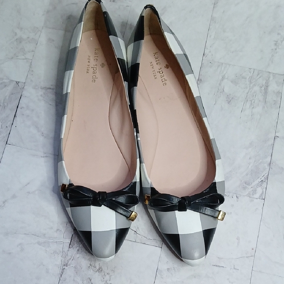 kate spade Shoes - Kate Spade Monochrome Checkered Flats with Bow